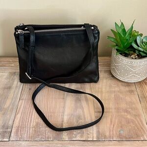 Margot Black Leather Crossbody Bag
